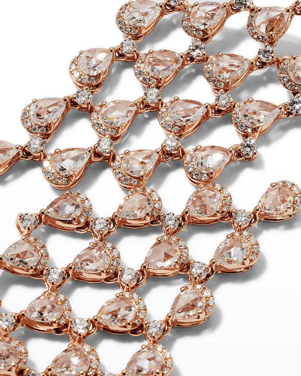 64 Facets Rose Gold Pear and Round Diamond Chandelier Earrings, 4.85tcw | Thumbnail 2 64 Facets Rose Gold Pear and Round Diamond Chandelier Earrings, 4.85tcw | Thumbnail 2