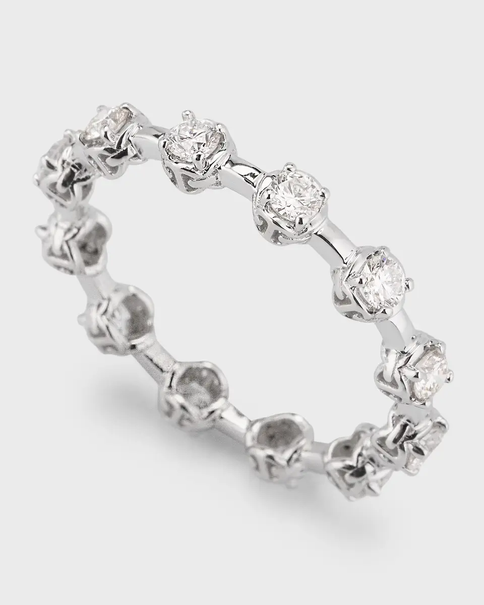 Hoorsenbuhs 18K White Gold Micro Tri-Link II Ring with Diamonds, Size 7 | Thumbnail 2