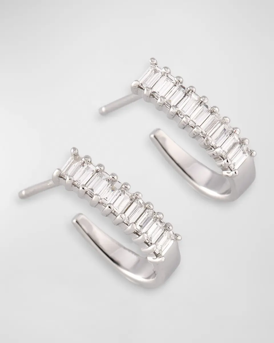 LANA 14K Gold Baguette Diamond Huggie Earrings, 0.5 tcw | Thumbnail 3