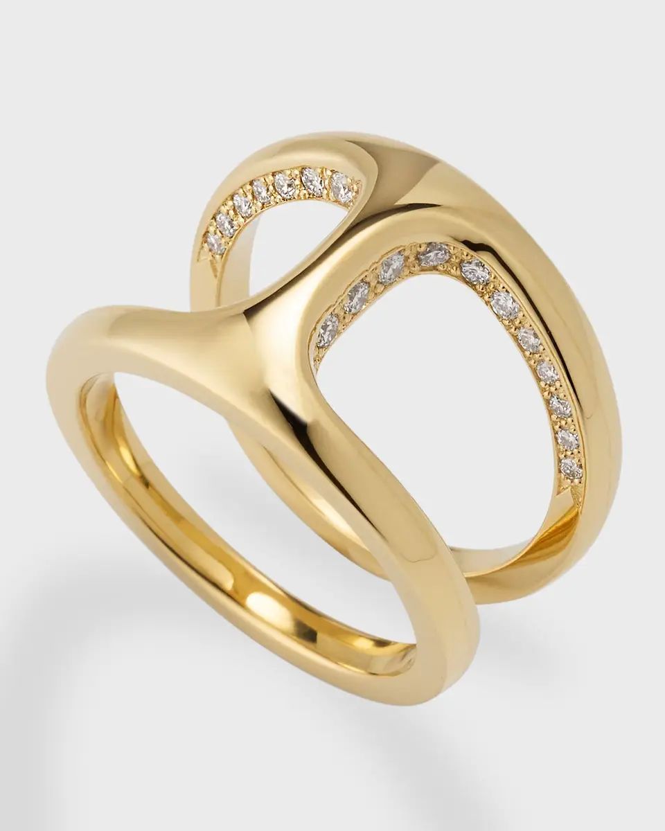 Hoorsenbuhs 18K Yellow Gold Dame Phantom Ring with Flooded Diamonds, Size 8 | Thumbnail 2