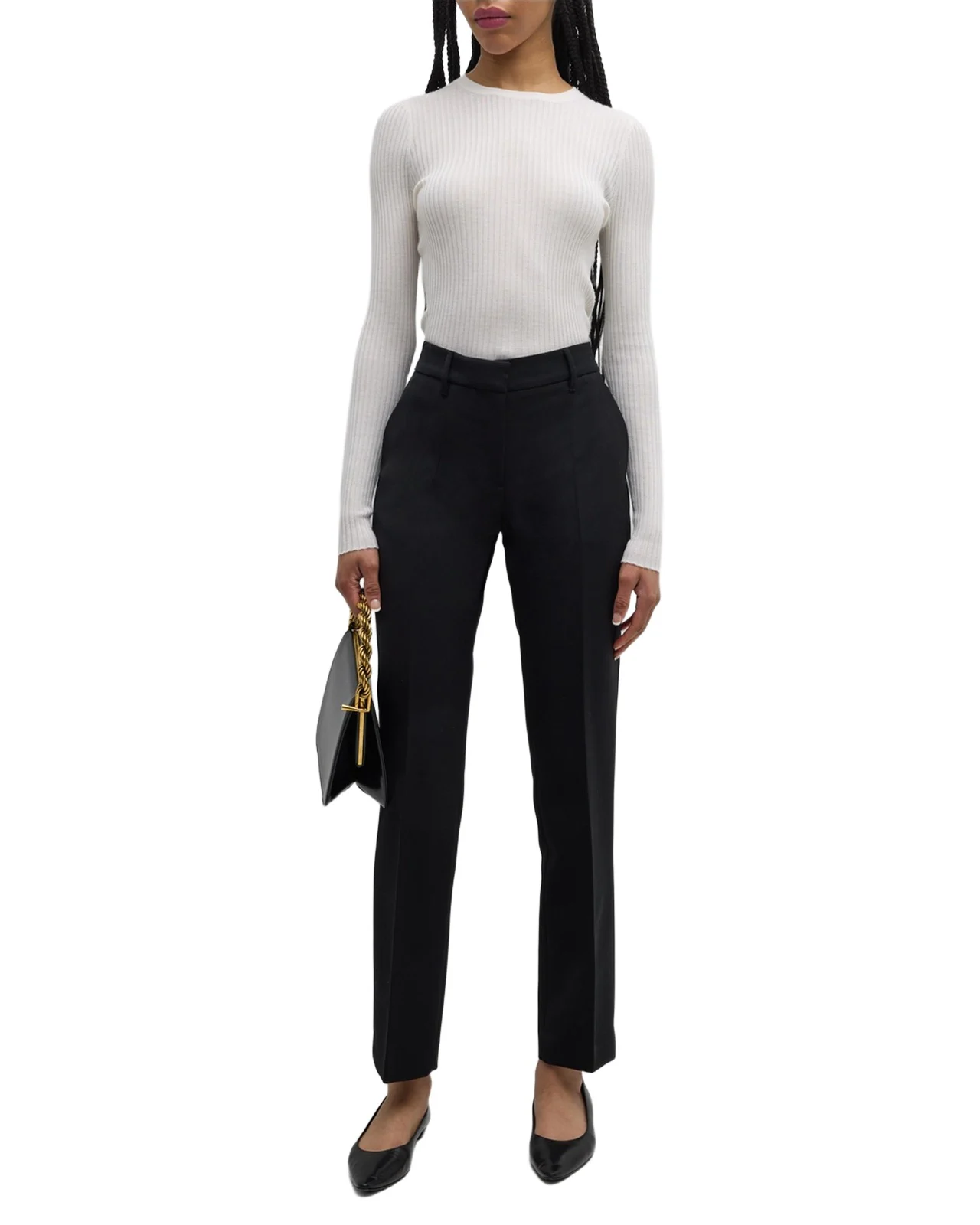 Francisco Mid-Rise Straight-Leg Crepe Pants