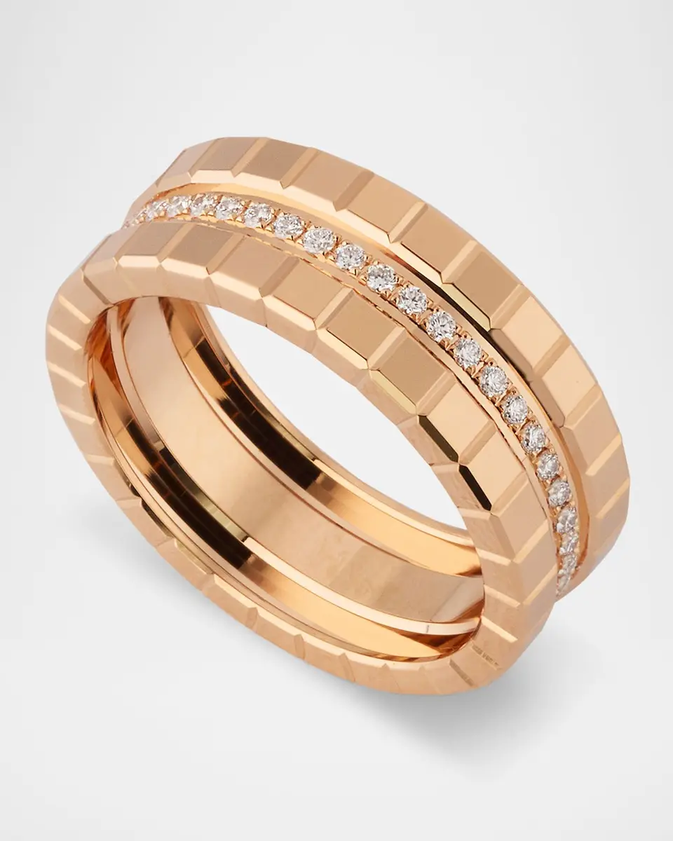 Chopard Ice Cube 18K Rose Gold 3-Row Diamond Ring, Size 54 | Thumbnail 2 Chopard Ice Cube 18K Rose Gold 3-Row Diamond Ring, Size 54 | Thumbnail 2