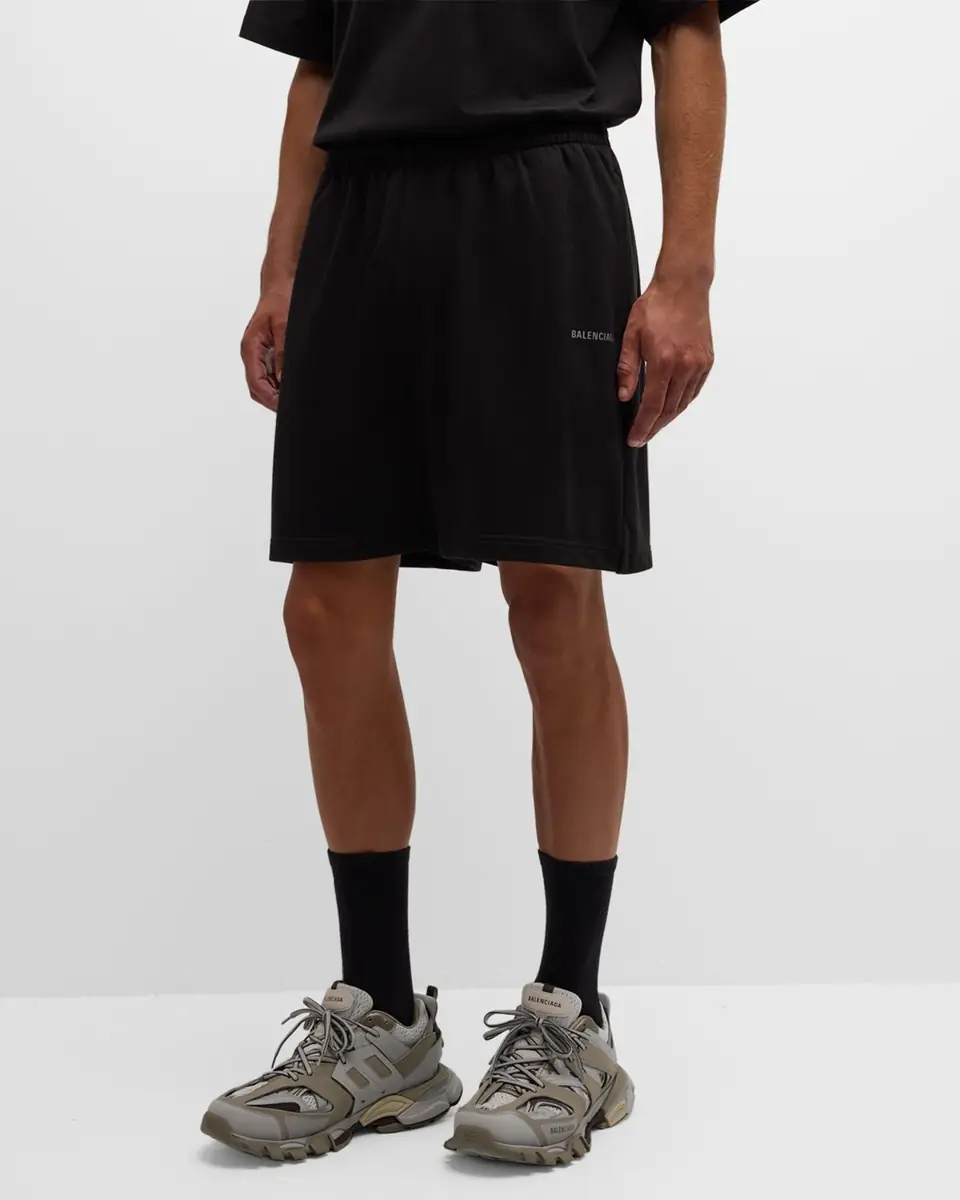 Balenciaga Men's Side-Logo Sweat Shorts | Thumbnail 2