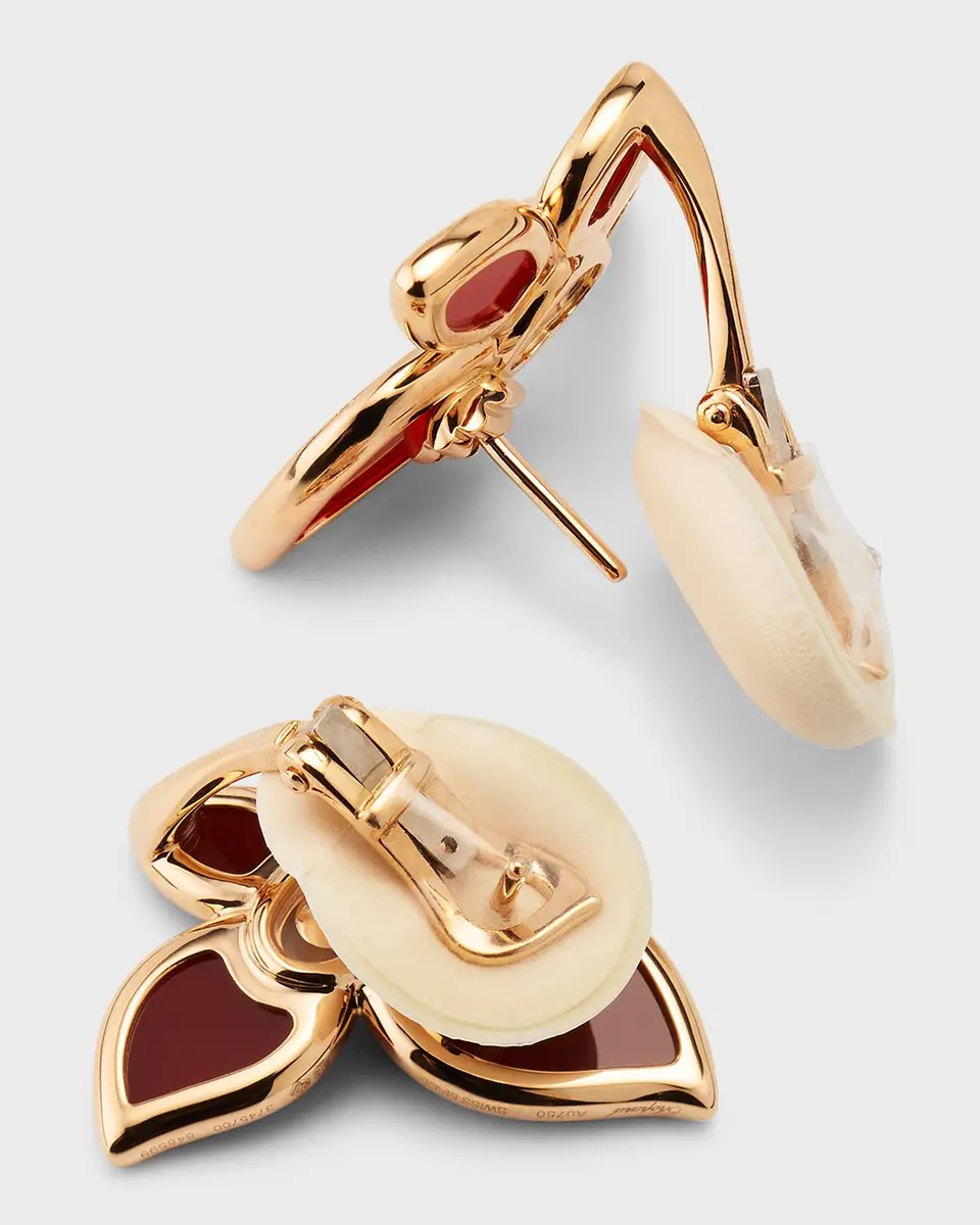 Chopard Happy Butterfly 18k Rose Gold Carnelian Earrings | Thumbnail 3