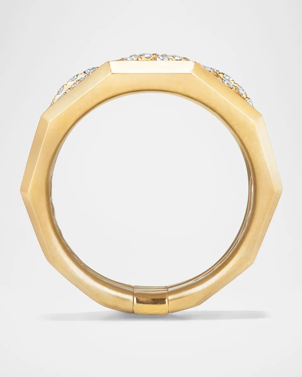 David Yurman Stax Five Row Ring in 18K Yellow Gold with Diamonds, 21mm | Thumbnail 4