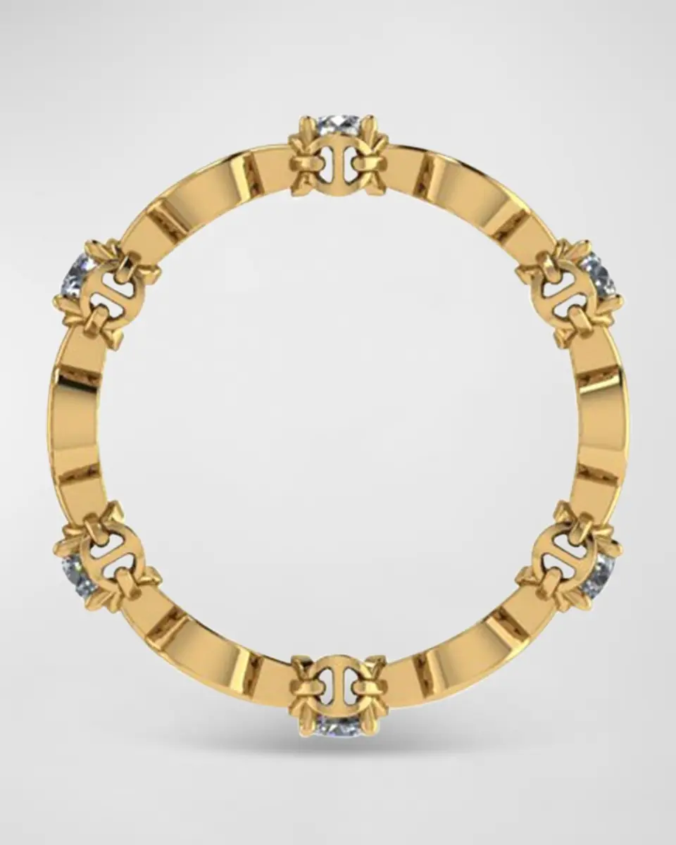 Hoorsenbuhs 18K Yellow Gold Micro Tri-Link II Ring with Diamonds, Size 7 | Thumbnail 3
