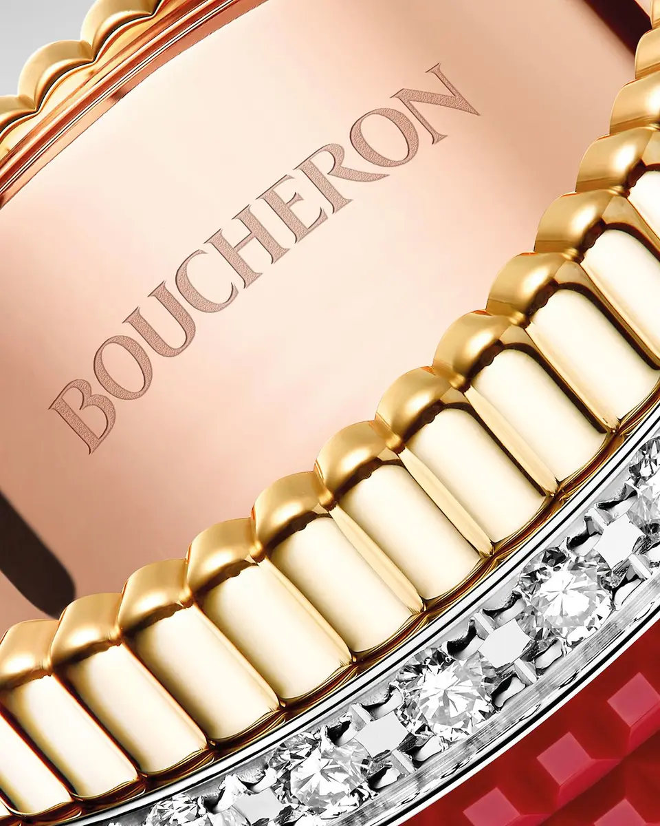Boucheron Quatre 18K Tricolor Gold Ceramic Large Ring | Thumbnail 3 Boucheron Quatre 18K Tricolor Gold Ceramic Large Ring | Thumbnail 3