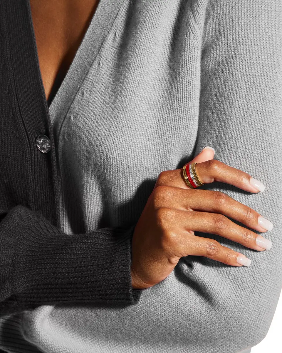 Quatre 18K Tricolor Gold Ceramic Large Ring Quatre 18K Tricolor Gold Ceramic Large Ring