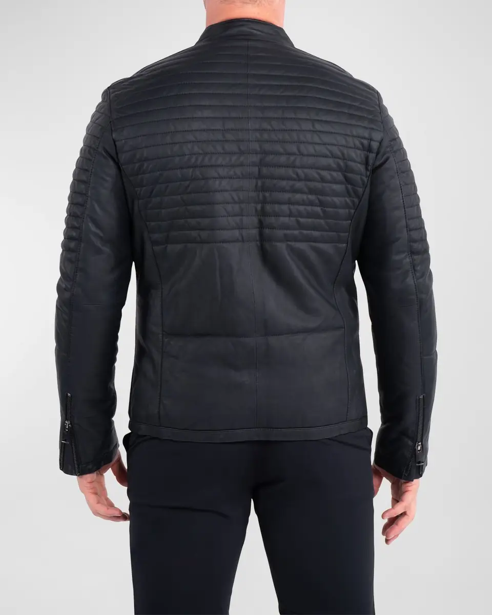 Maceoo Men's Matte Leather Moto Jacket | Thumbnail 2 Maceoo Men's Matte Leather Moto Jacket | Thumbnail 2