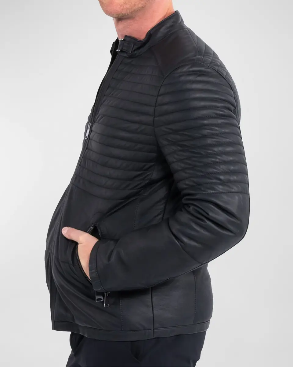 Maceoo Men's Matte Leather Moto Jacket | Thumbnail 3 Maceoo Men's Matte Leather Moto Jacket | Thumbnail 3