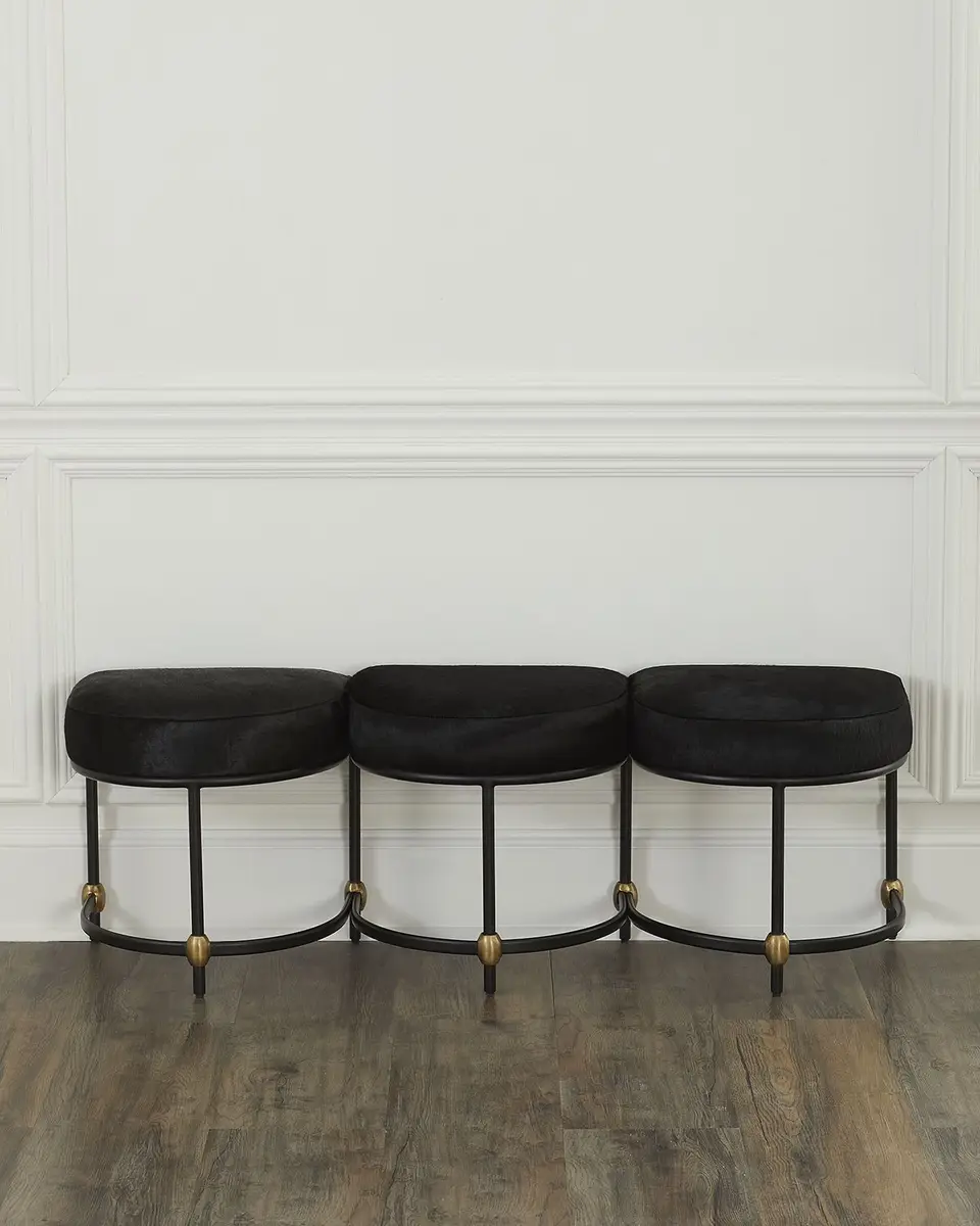 Arteriors Blaire 3-Seat Hair on Hide Bench - 55"