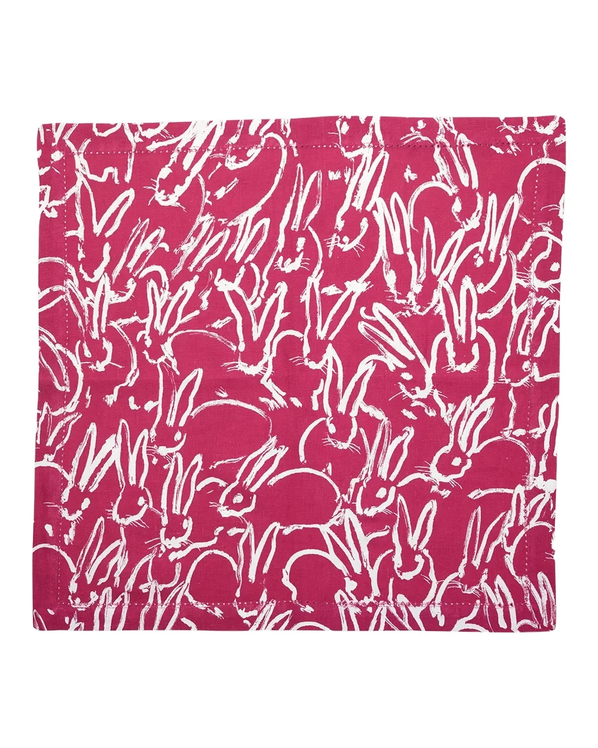 Hunt Slonem Fluffle Khadi Printed Linen Dinner Napkin, 20 x 20