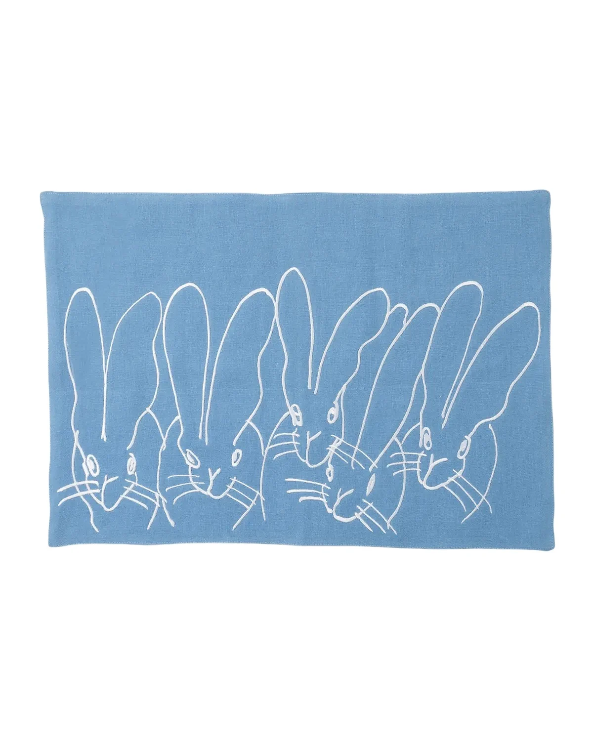 Hunt Slonem Band of Bunnies Embroidered Linen Placemat