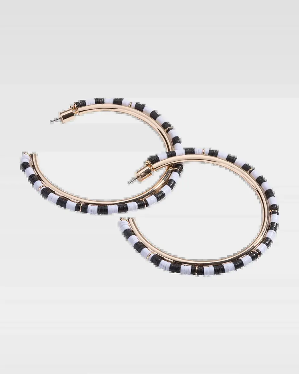 Elsie Frieda Anguilla Hoop Earrings with Heishi Beads | Thumbnail 2