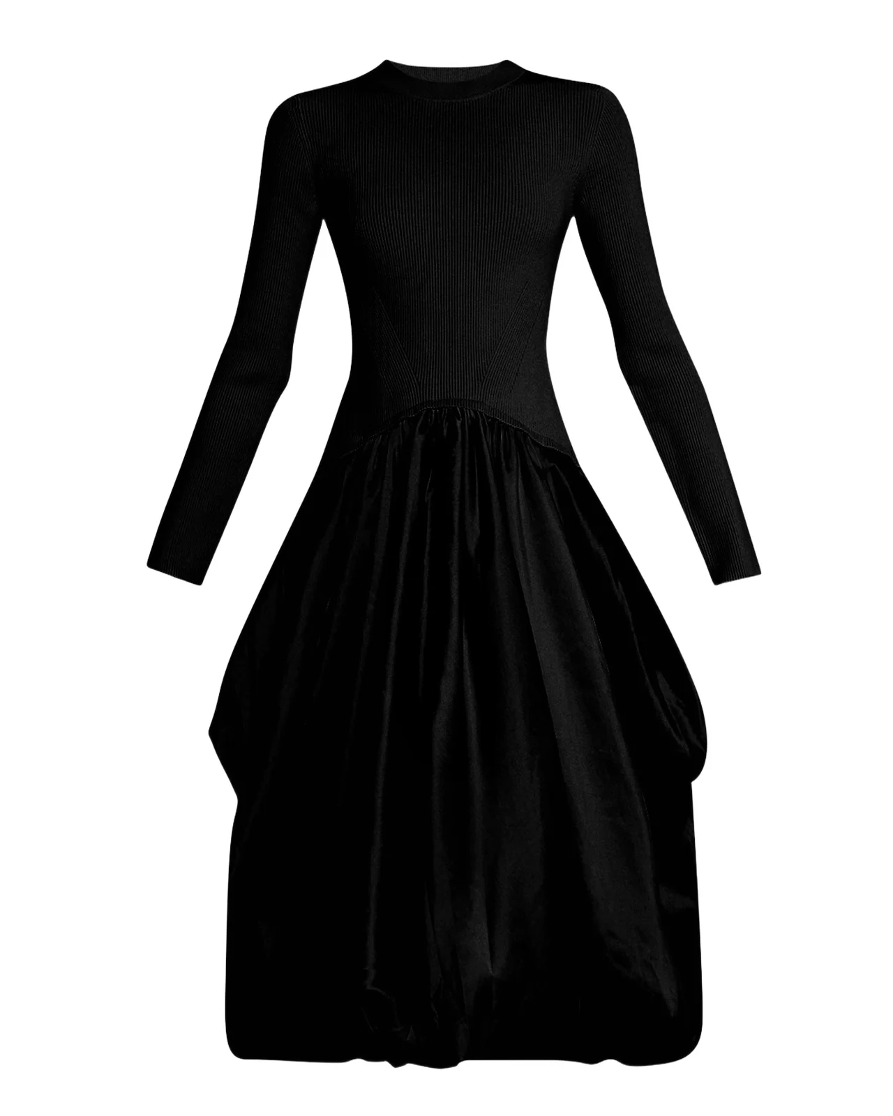 Kenlie Mixed Media Bubble Midi Dress Kenlie Mixed Media Bubble Midi Dress
