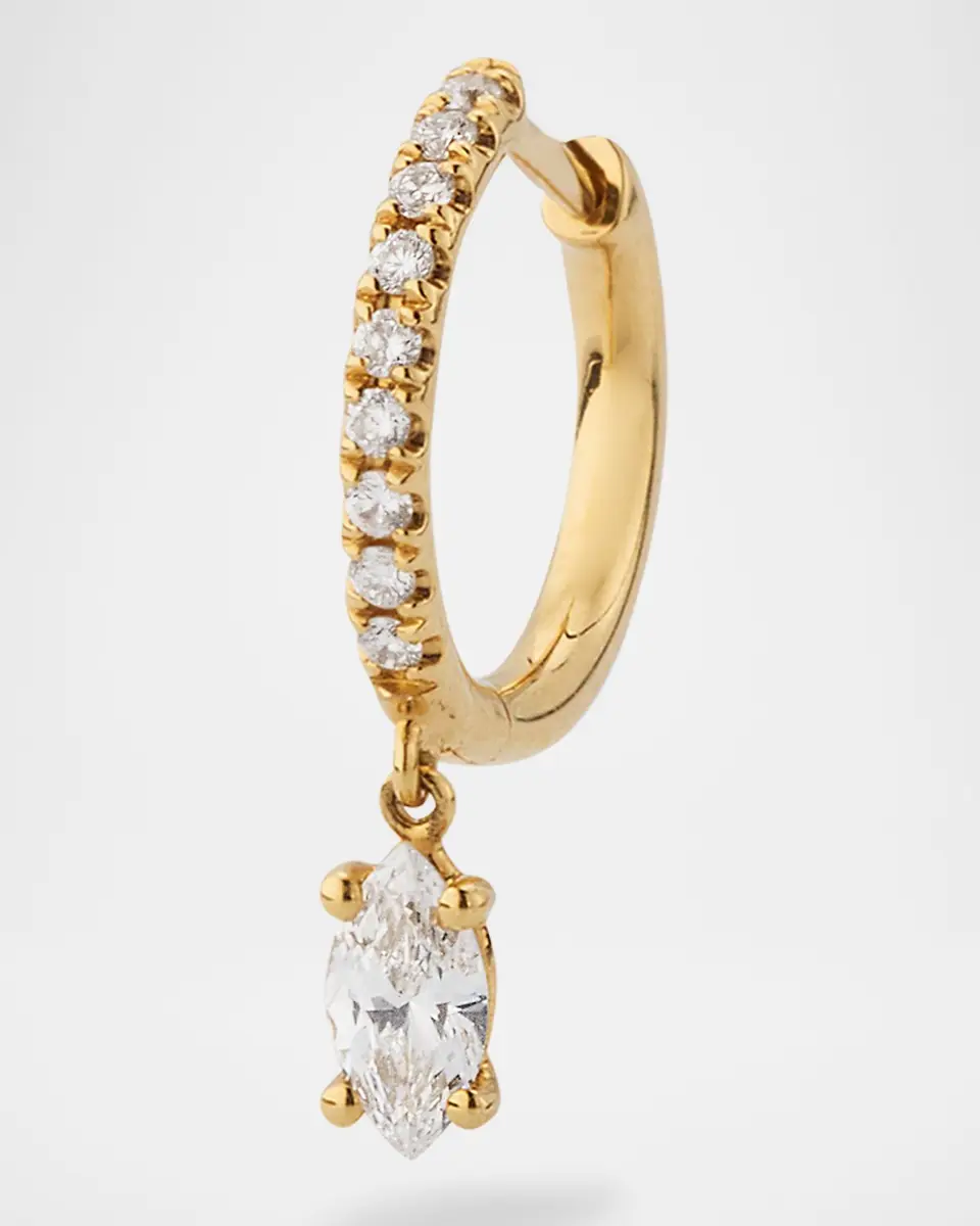 Anita Ko 18K Yellow Gold Single Diamond Huggie Earrings with Marquise Diamond Drop | Thumbnail 2