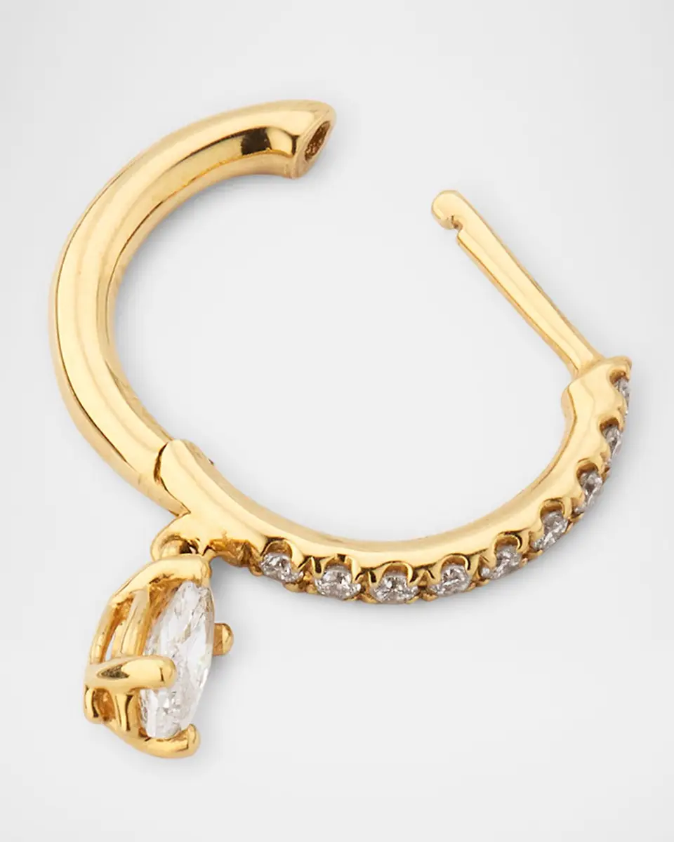 Anita Ko 18K Yellow Gold Single Diamond Huggie Earrings with Marquise Diamond Drop | Thumbnail 3