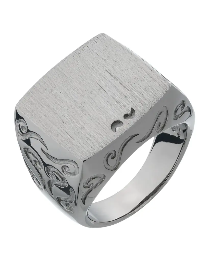 Marco Dal Maso Men's Ara Square Signet Ring, Silver | Image 1 Marco Dal Maso Men's Ara Square Signet Ring, Silver | Image 1