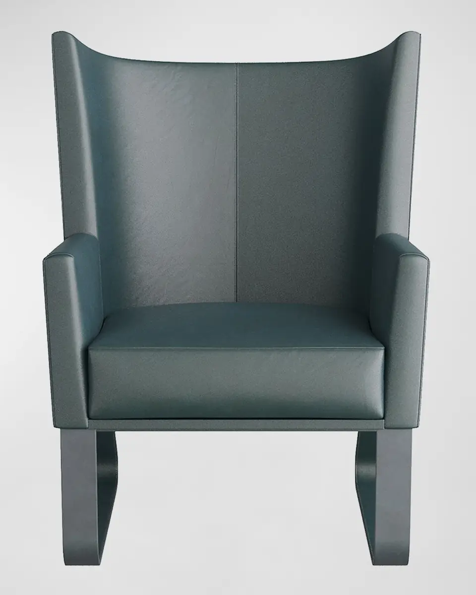 Arteriors Bleu Leather Wingback Chair | Thumbnail 2 Arteriors Bleu Leather Wingback Chair | Thumbnail 2