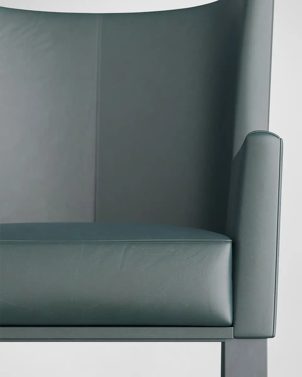 Arteriors Bleu Leather Wingback Chair | Thumbnail 3 Arteriors Bleu Leather Wingback Chair | Thumbnail 3