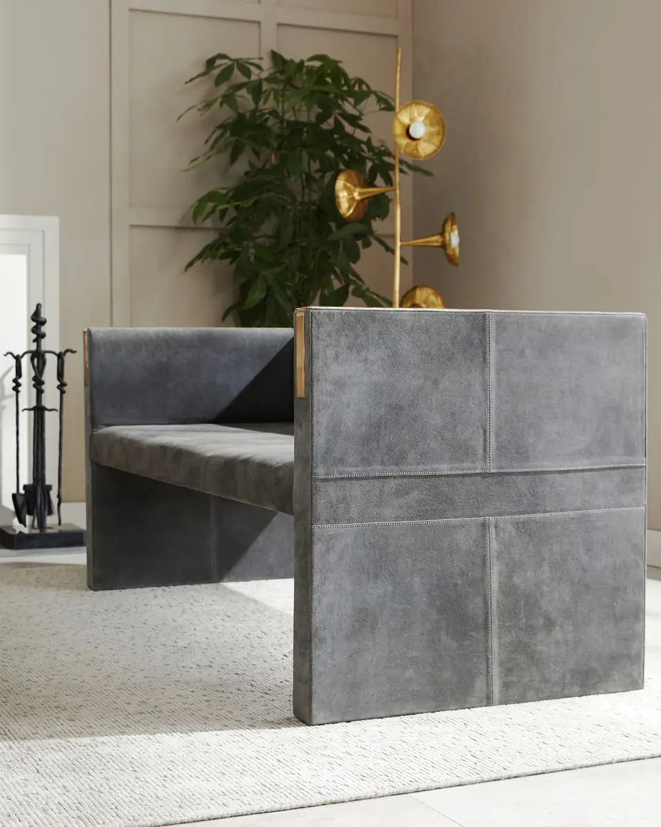 Arteriors Donovan Suede Settee | Thumbnail 2 Arteriors Donovan Suede Settee | Thumbnail 2