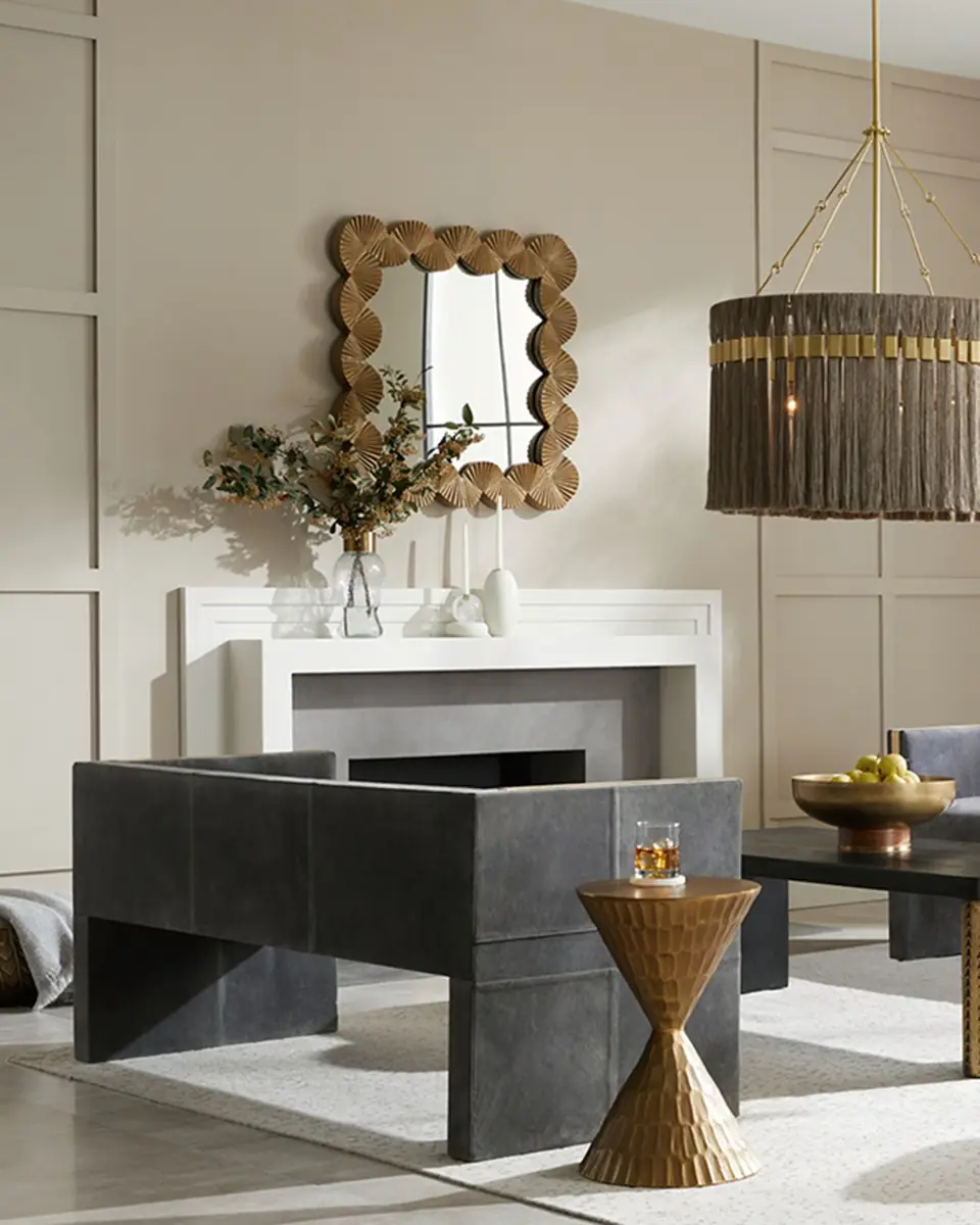 Arteriors Donovan Suede Settee | Thumbnail 3 Arteriors Donovan Suede Settee | Thumbnail 3