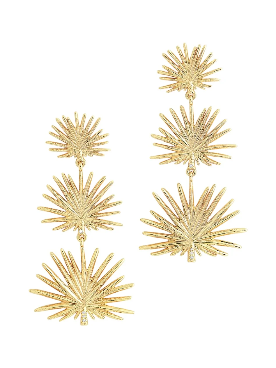 Triple Fan Palm Dangle Earrings, Small