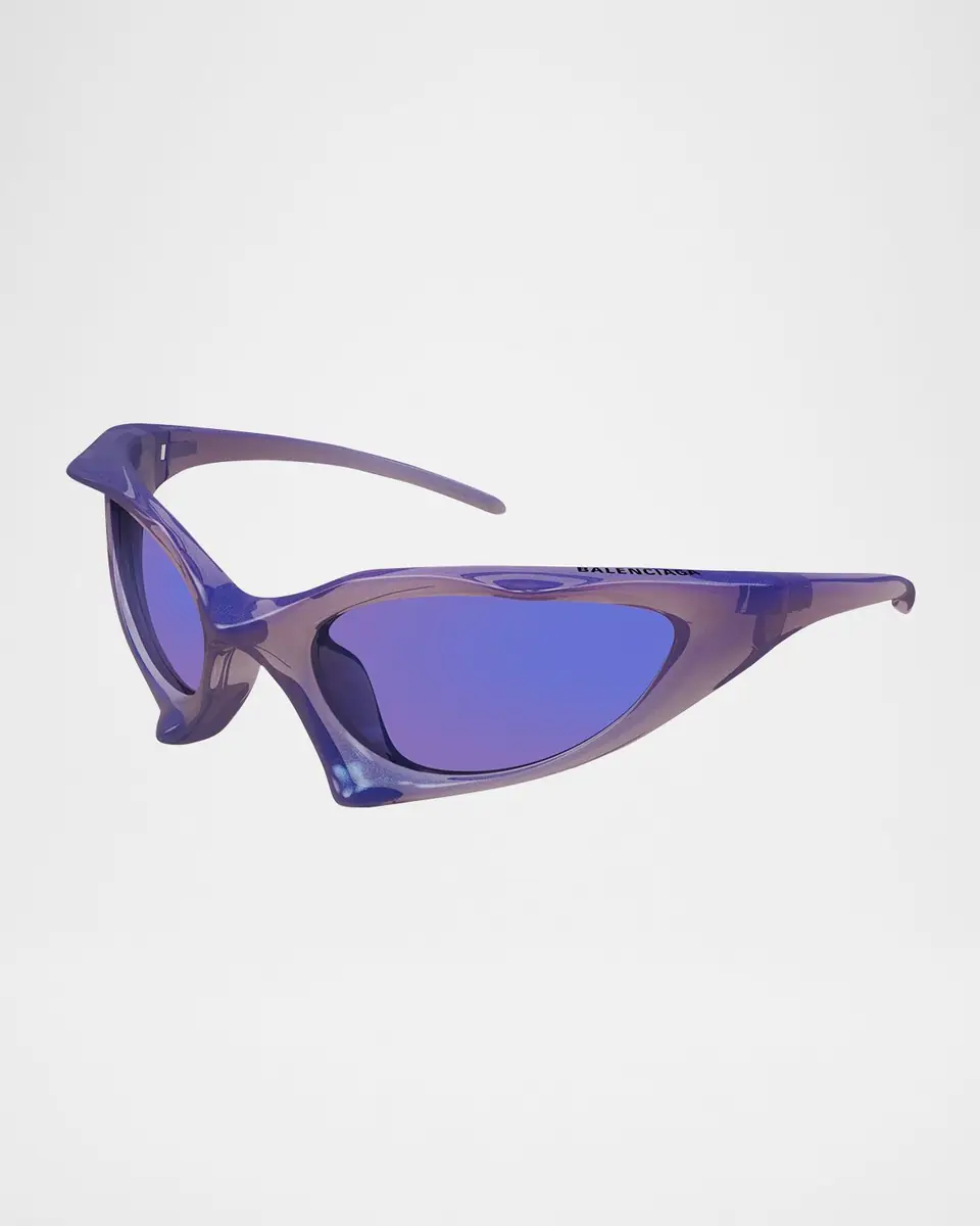 Balenciaga Wrap Logo-Print Plastic Sunglasses | Thumbnail 3