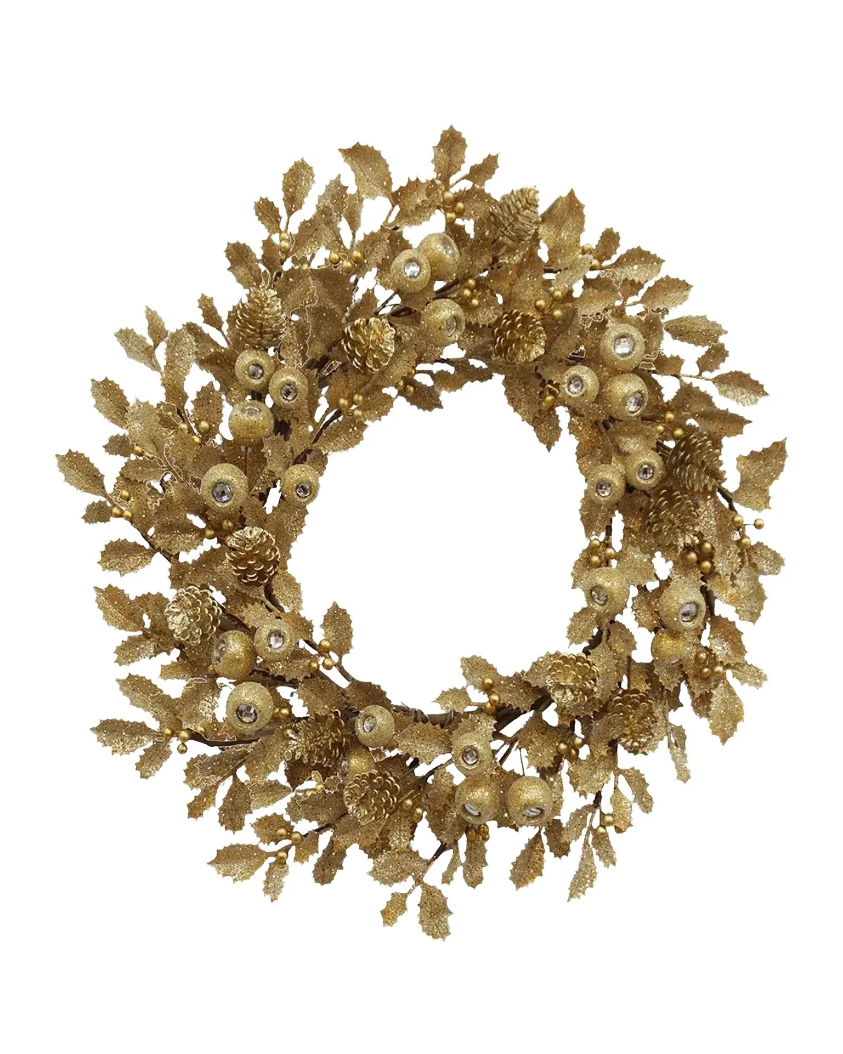 Winward Home Christmas Holly Leaf with Pod Wreath