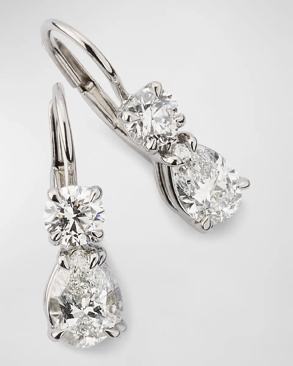 Neiman Marcus Diamonds Platinum Mix-Cut Diamond Earrings, 2.30tcw, 0.7"L | Thumbnail 2 Neiman Marcus Diamonds Platinum Mix-Cut Diamond Earrings, 2.30tcw, 0.7"L | Thumbnail 2