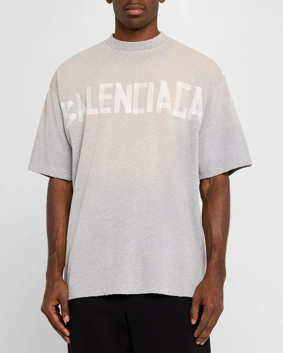 Balenciaga Men's Medium-Fit Tape Logo T-Shirt | Thumbnail 3 Balenciaga Men's Medium-Fit Tape Logo T-Shirt | Thumbnail 3