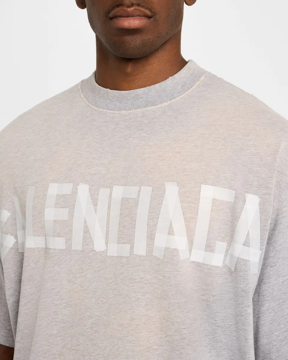 Balenciaga Men's Medium-Fit Tape Logo T-Shirt | Thumbnail 4 Balenciaga Men's Medium-Fit Tape Logo T-Shirt | Thumbnail 4