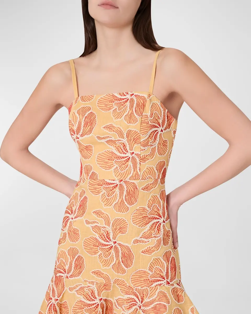 Milly Ciara Floral-Embroidered Flounce Mini Dress | Thumbnail 2 Milly Ciara Floral-Embroidered Flounce Mini Dress | Thumbnail 2