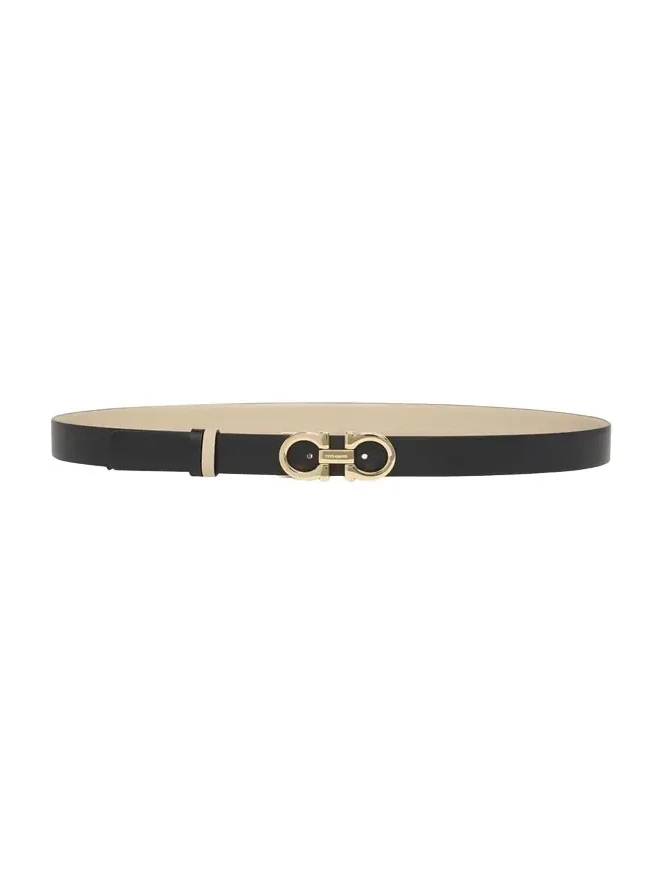 Ferragamo Mediterranean Gancini Leather Skinny Belt