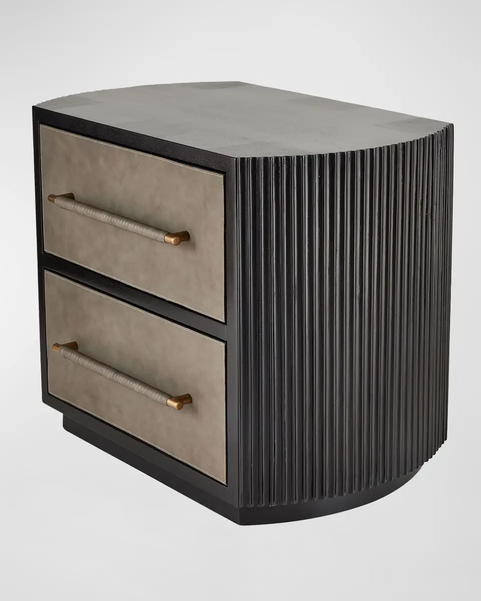 Arteriors Eastchester 2-Drawer Leather Nightstand | Thumbnail 3