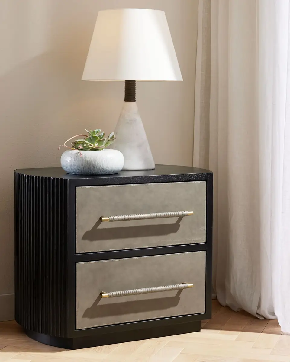 Arteriors Eastchester 2-Drawer Leather Nightstand | Thumbnail 4