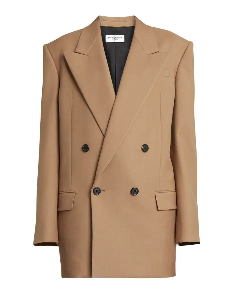 Saint Laurent Double-Breasted Oversize Wool Blazer Jacket | Image 1 Saint Laurent Double-Breasted Oversize Wool Blazer Jacket | Image 1