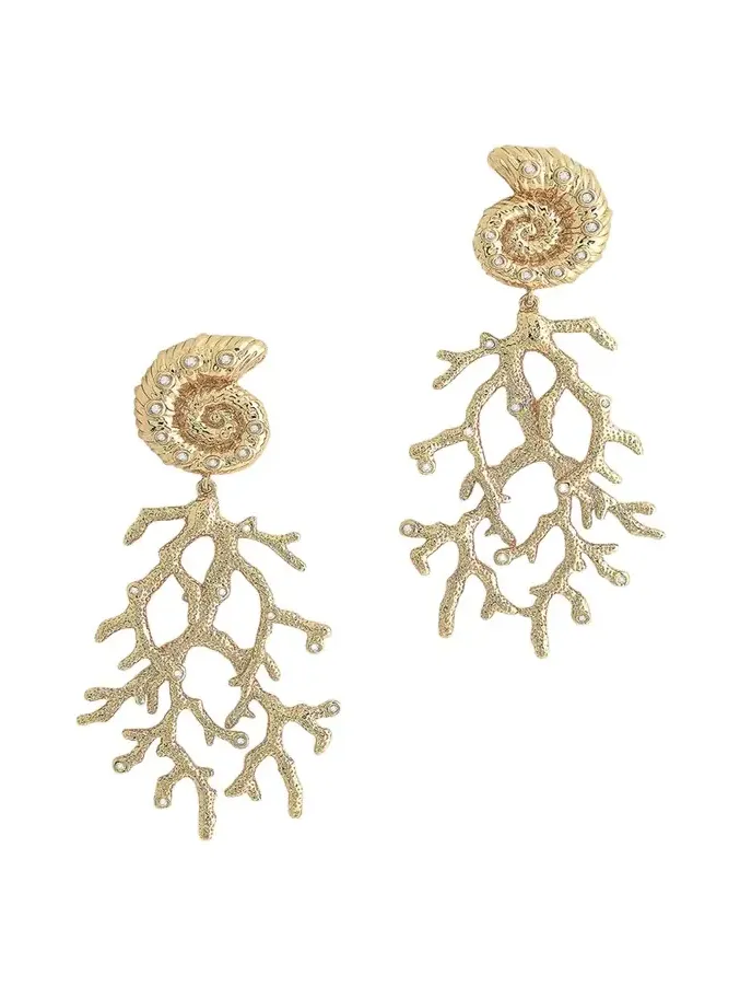 Shell with Coral Drop Earrings Shell with Coral Drop Earrings