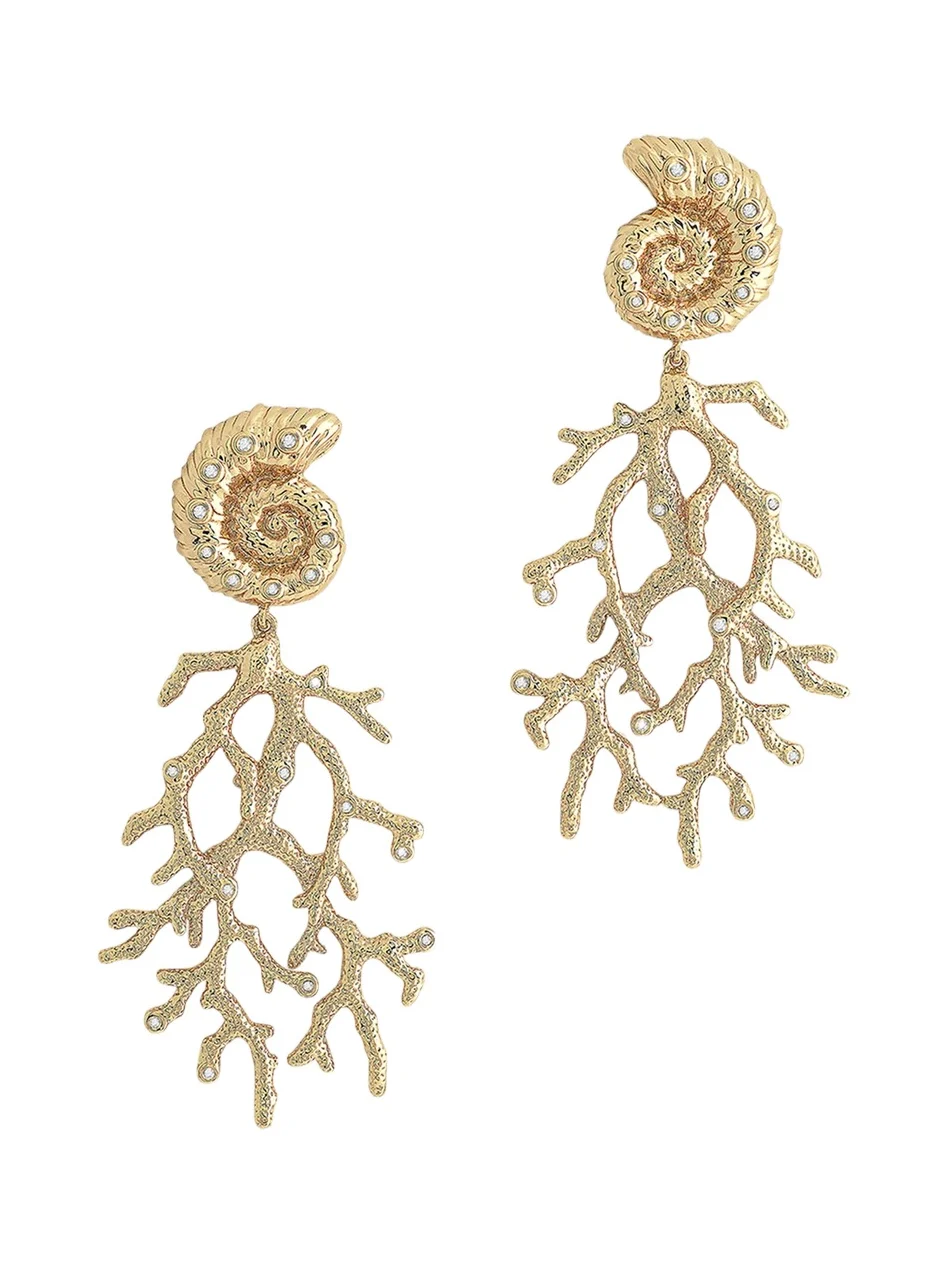 Anabel Aram Jewelry Shell with Coral Drop Earrings