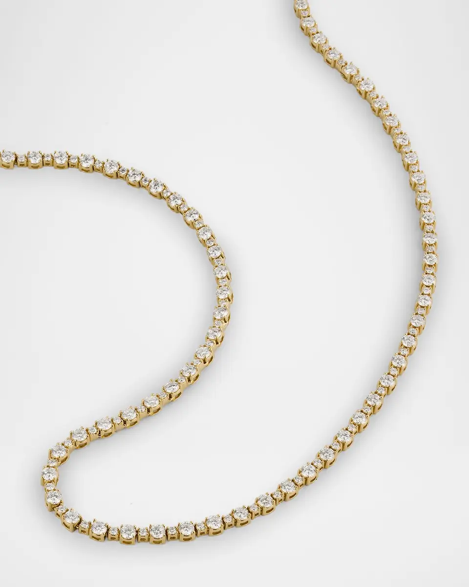 Neiman Marcus Diamonds 18K Yellow Gold Diamond Tennis Necklace, 17"L, 8.37tcw | Thumbnail 2 Neiman Marcus Diamonds 18K Yellow Gold Diamond Tennis Necklace, 17"L, 8.37tcw | Thumbnail 2