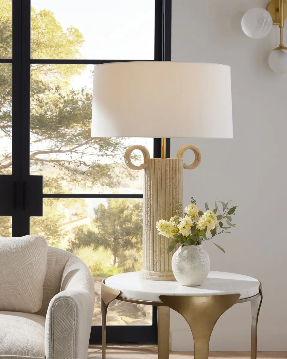 Arteriors Eros 30" Faux Travertine Table Lamp | Thumbnail 5 Arteriors Eros 30" Faux Travertine Table Lamp | Thumbnail 5