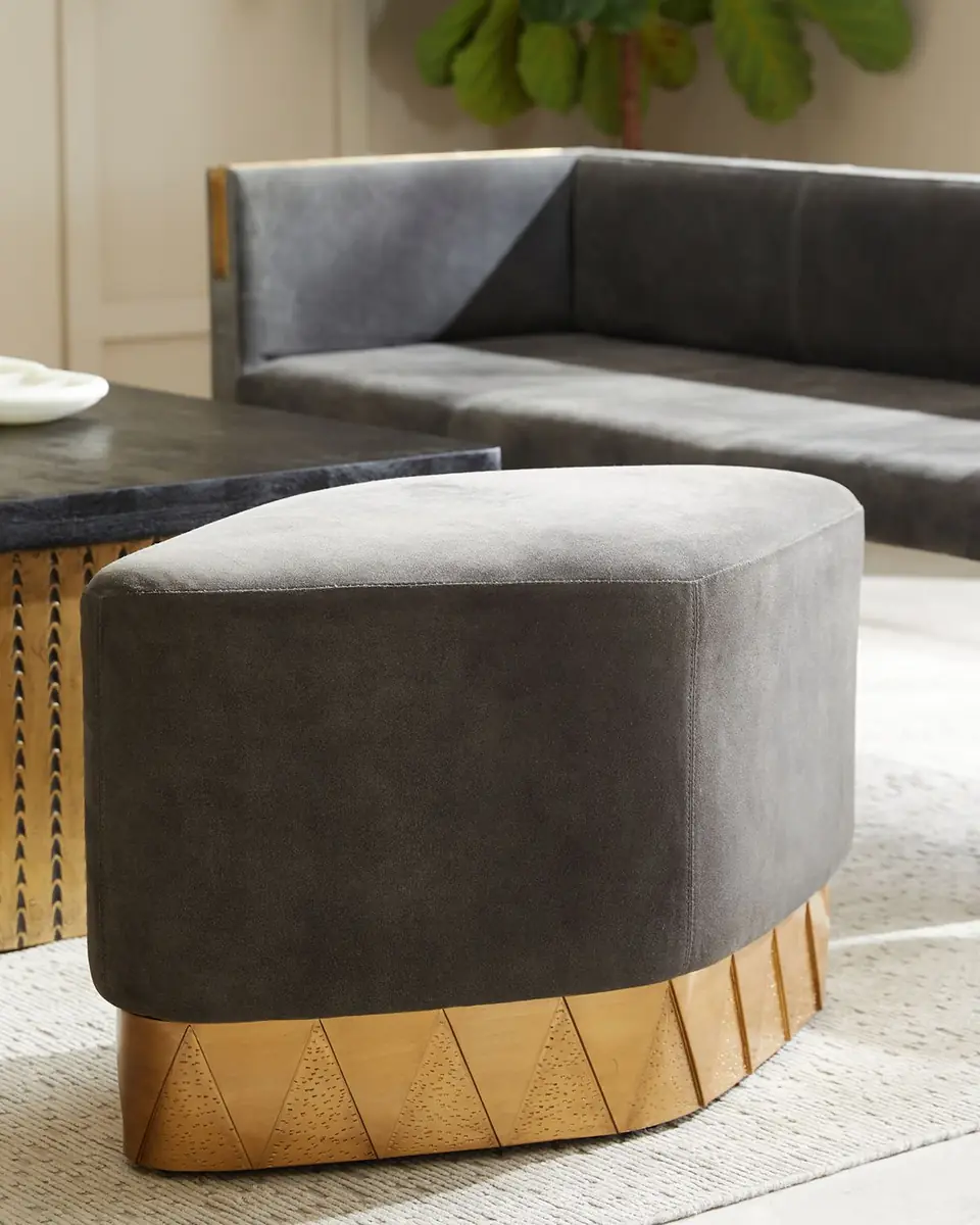 Arteriors Duvall Suede Ottoman | Thumbnail 2 Arteriors Duvall Suede Ottoman | Thumbnail 2