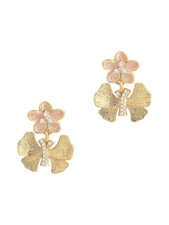 Butterfly with Enamel Flower Earrings Butterfly with Enamel Flower Earrings