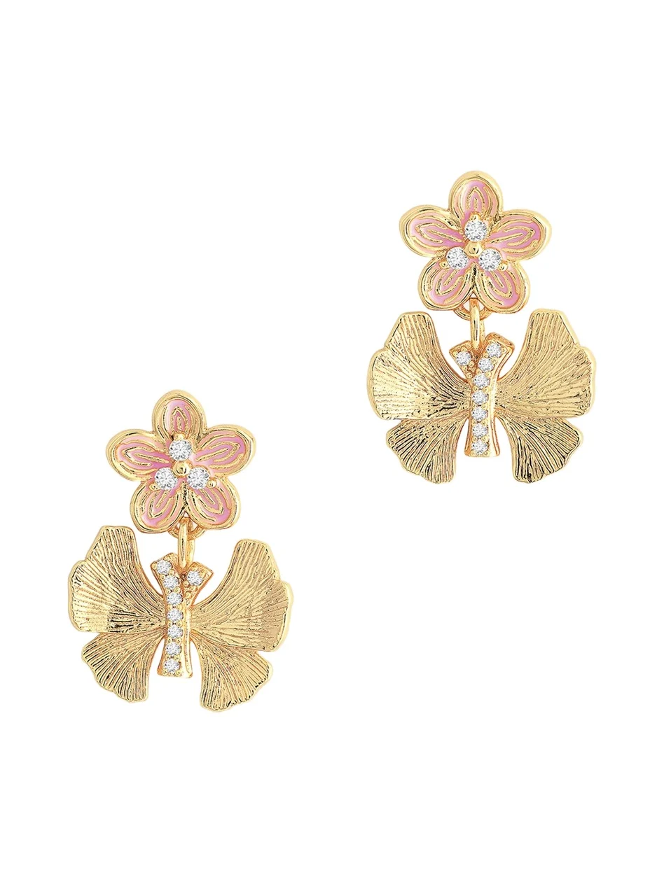 Butterfly with Enamel Flower Earrings Butterfly with Enamel Flower Earrings