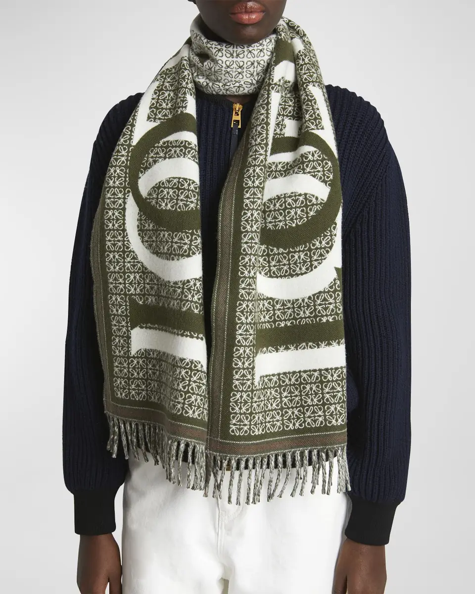 Loewe Love Anagram Wool & Cashmere Scarf | Thumbnail 2 Loewe Love Anagram Wool & Cashmere Scarf | Thumbnail 2