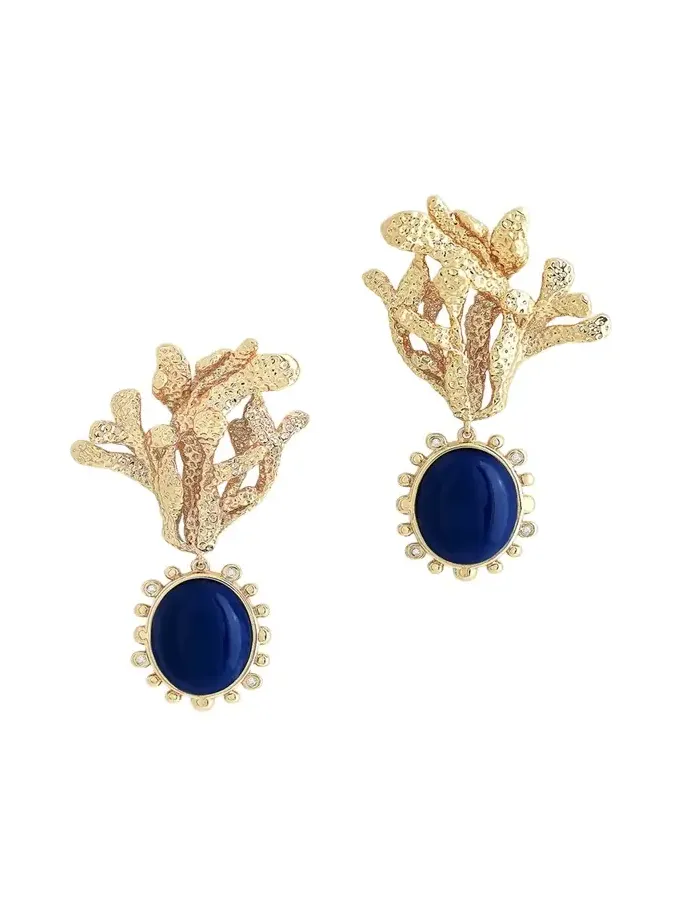 Kelp with Lapis Drop Earrings