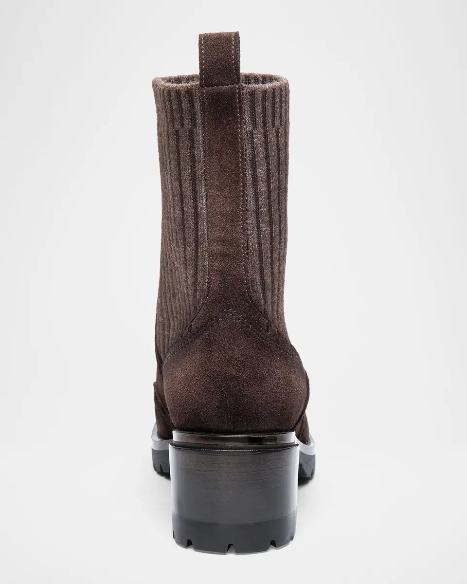 Santoni Ferret Brogue Suede Knit Booties | Thumbnail 3 Santoni Ferret Brogue Suede Knit Booties | Thumbnail 3