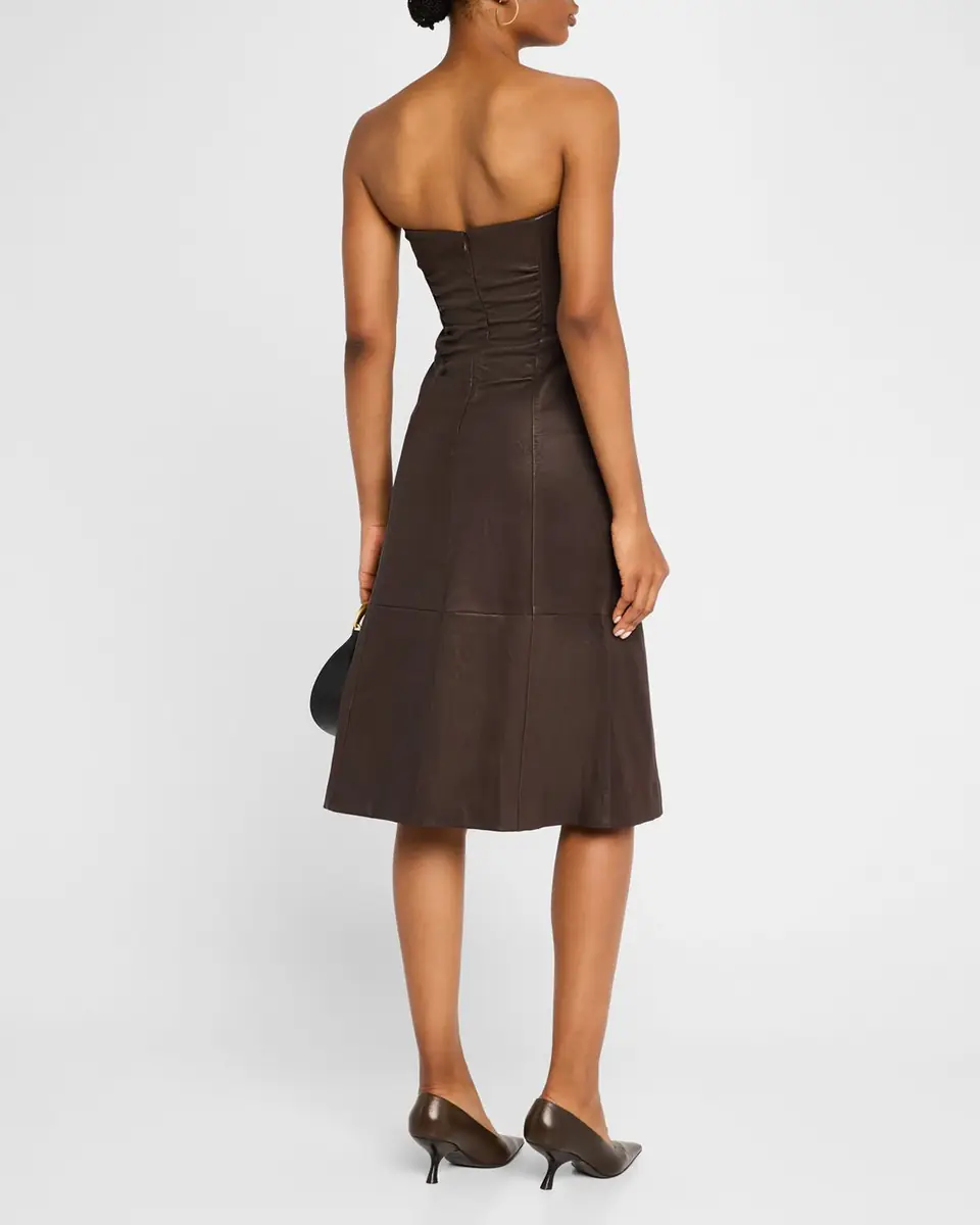 STAUD Bowery Strapless Nappa Leather Dress | Thumbnail 2