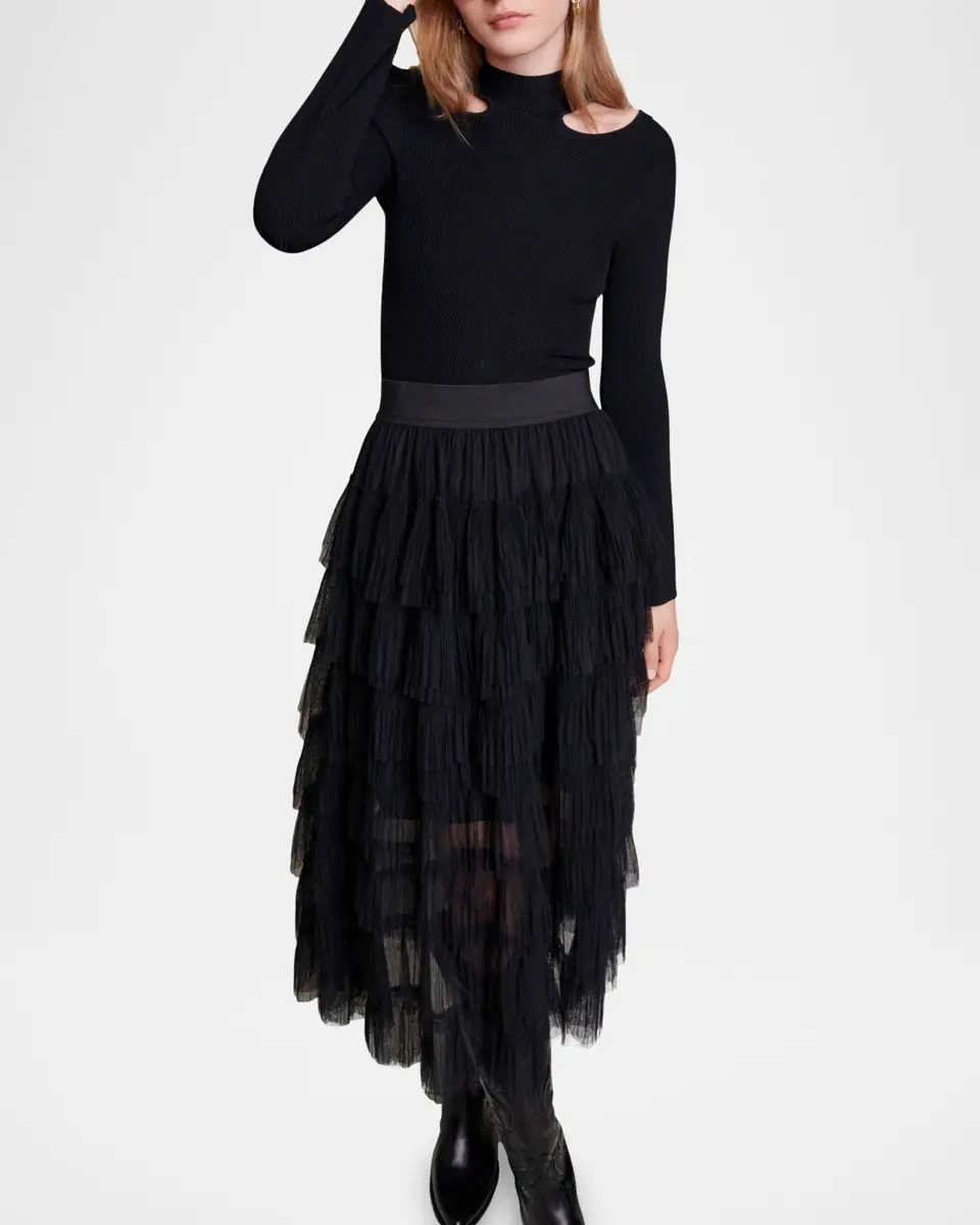 Maje Josepha Layered Tulle Midi Skirt | Thumbnail 4 Maje Josepha Layered Tulle Midi Skirt | Thumbnail 4