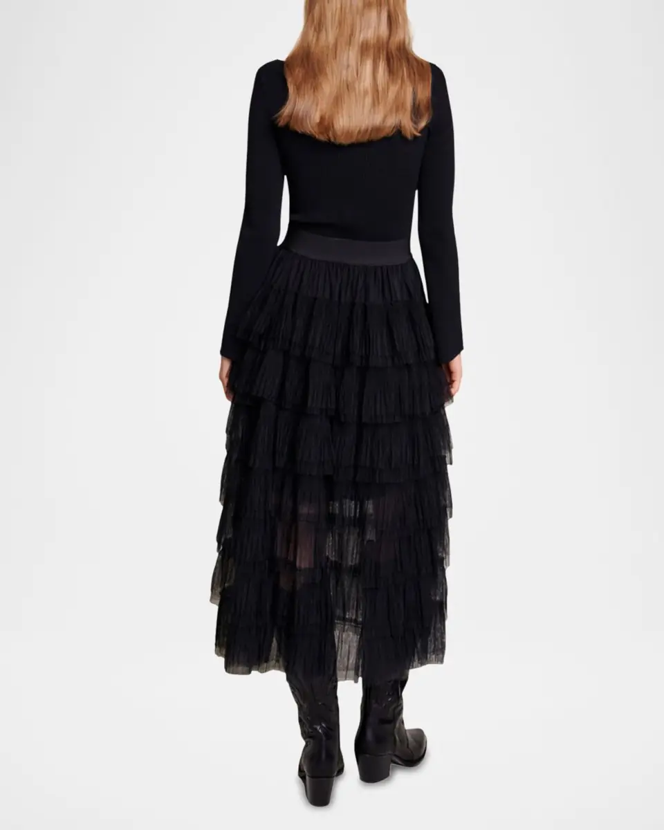 Maje Josepha Layered Tulle Midi Skirt | Thumbnail 5 Maje Josepha Layered Tulle Midi Skirt | Thumbnail 5